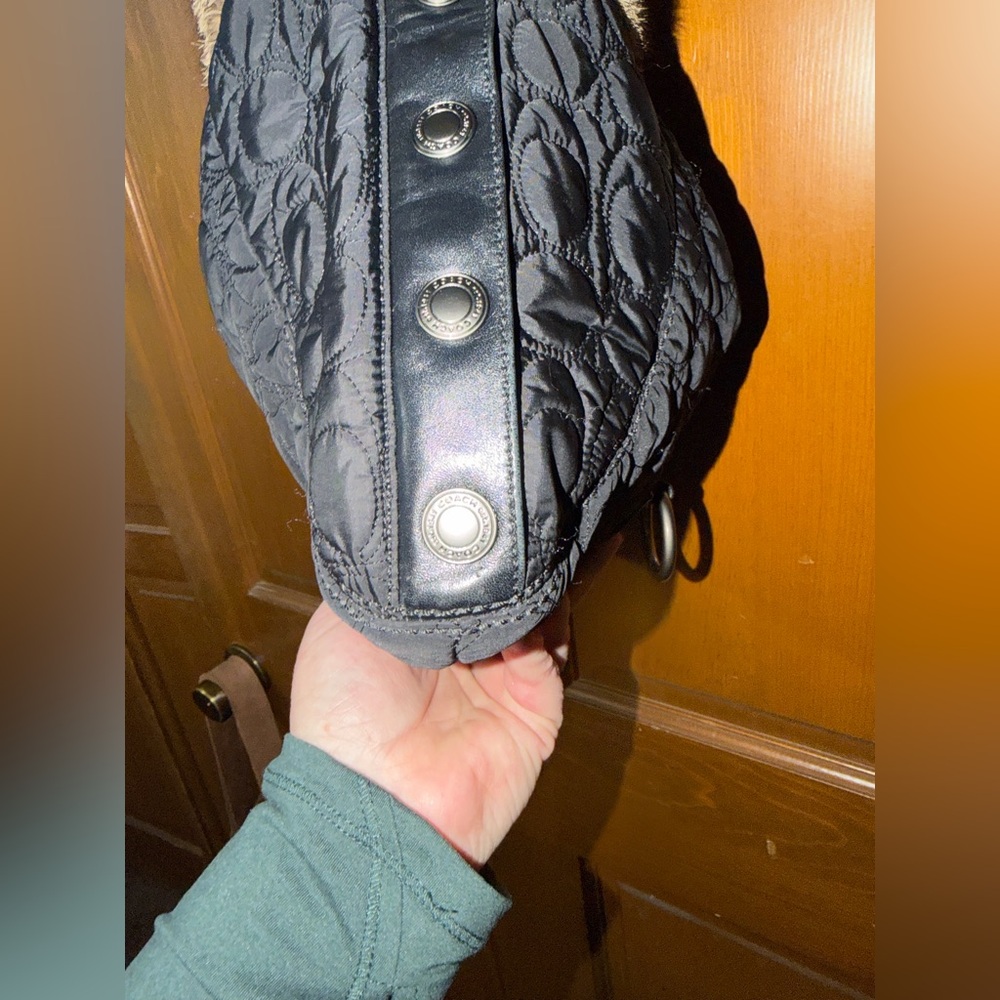 Vintage Coach Soho Quilted Rabbit Fur Hobo Y2K - Picture 11 of 15